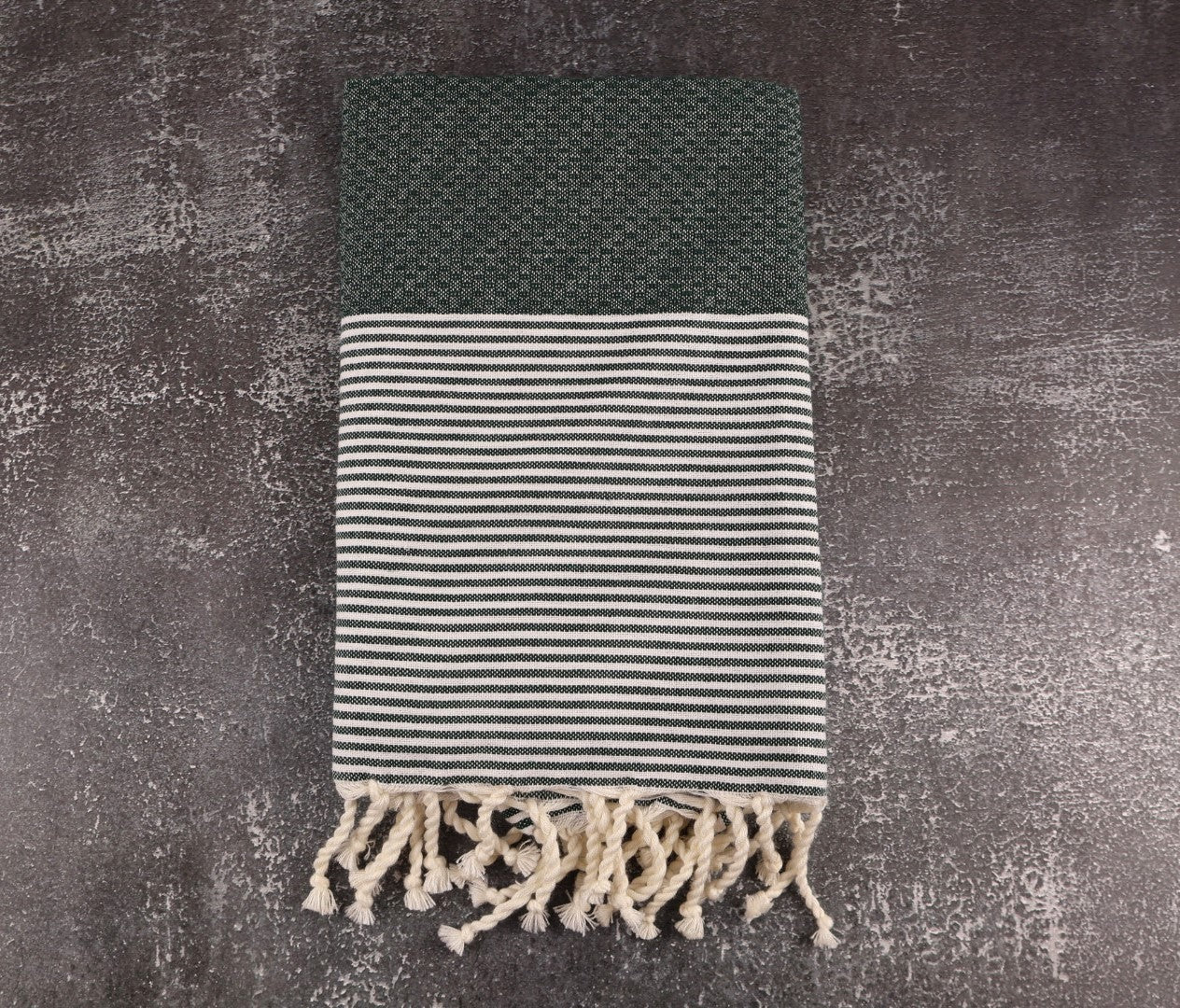 Prosop Plajă | Fouta |Tunis Verde Sahara Cu Dungi Albe 200 x 100 cm