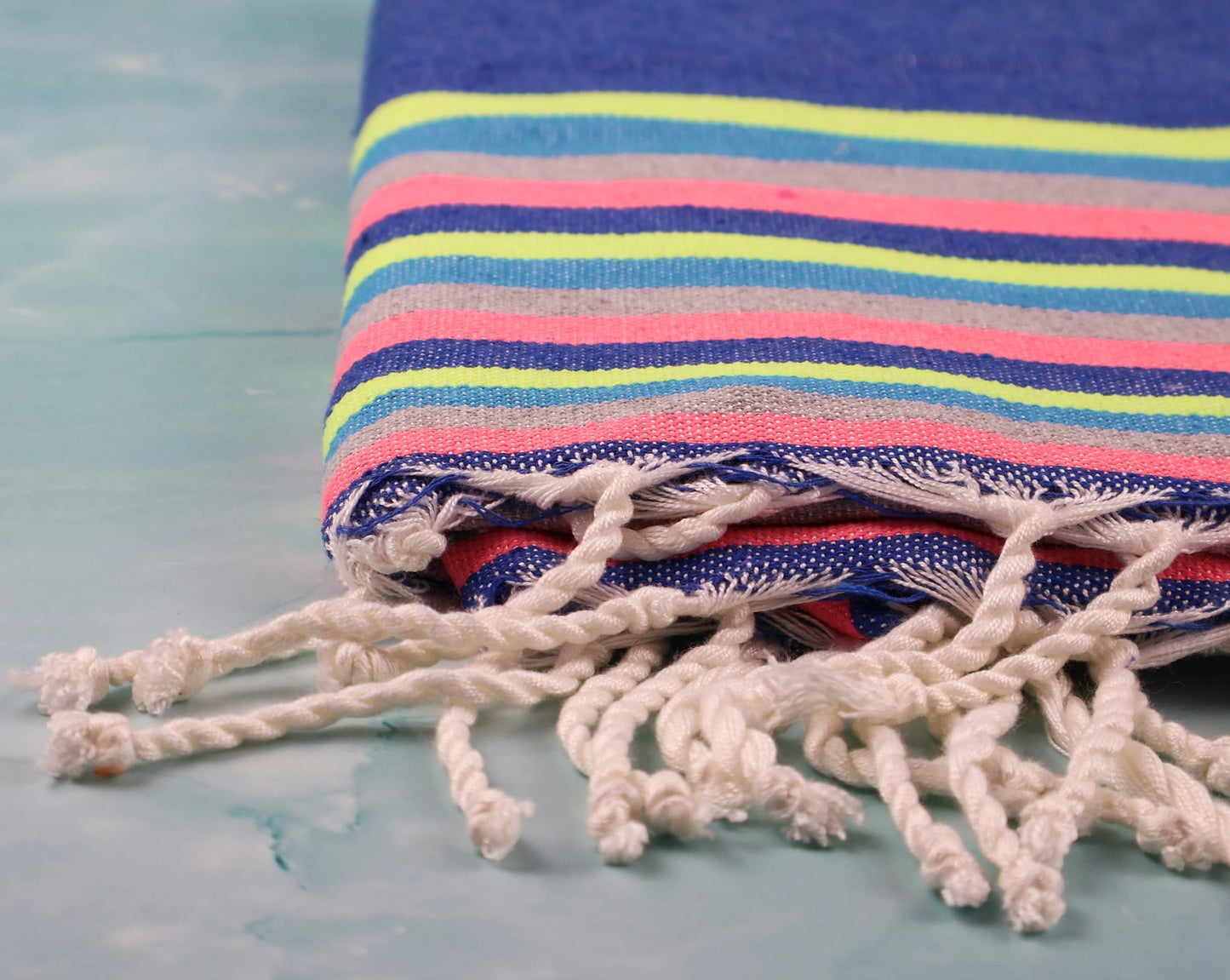 Prosop Plajă | Fouta |Tunis Albastru Cu Dungi Multicolor 200 x 100 cm