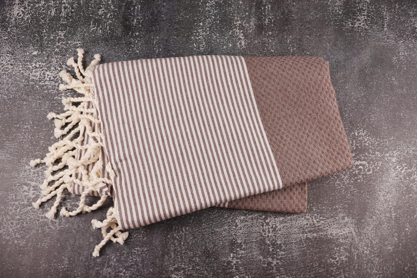 Prosop Plajă | Fouta |Tunis Maro Sahara Cu Dungi Albe 200 x 100 cm