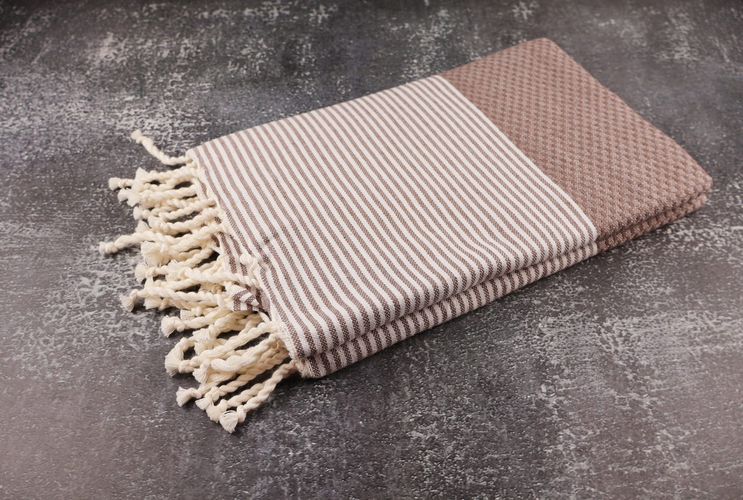 Prosop Plajă | Fouta |Tunis Maro Sahara Cu Dungi Albe 200 x 100 cm