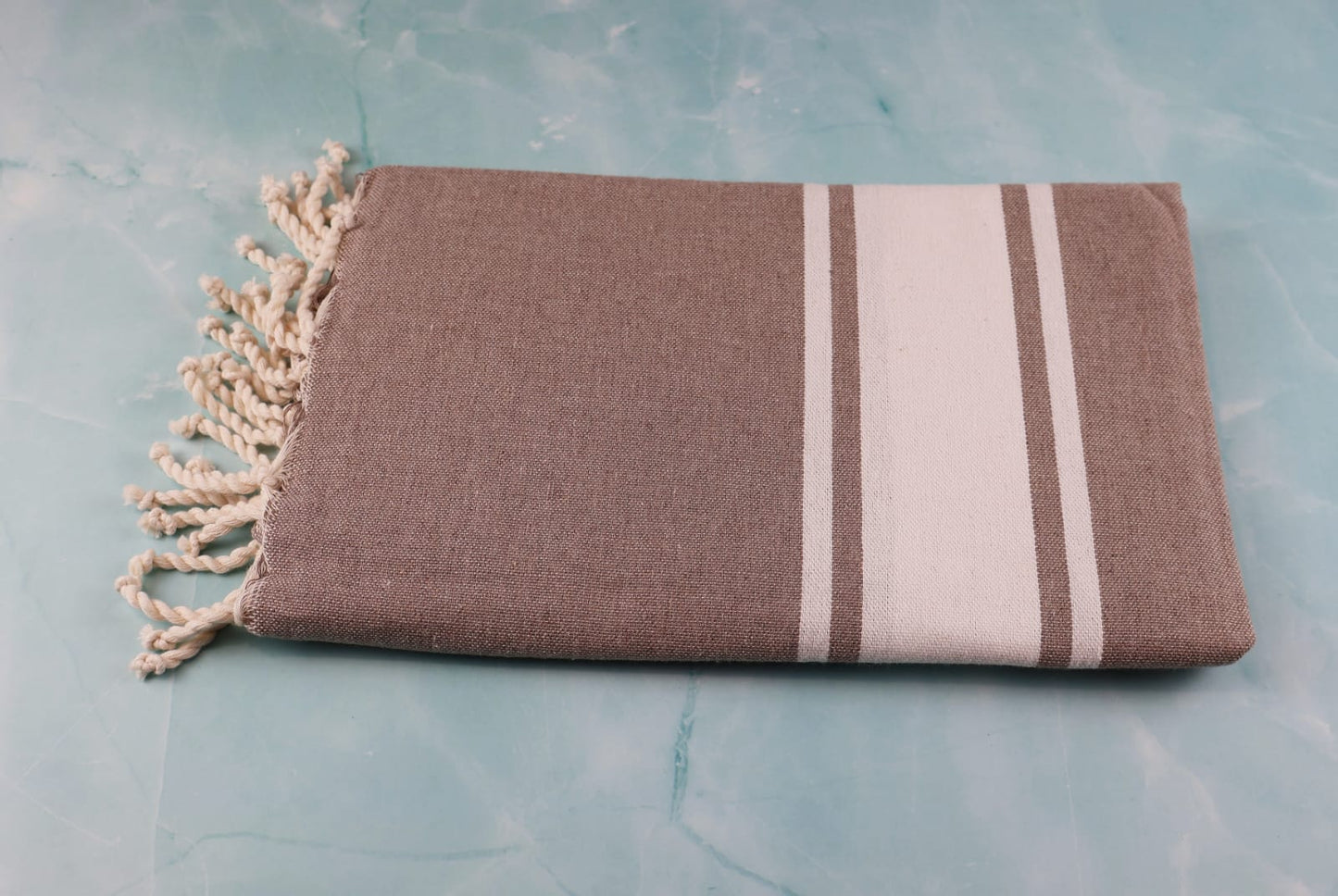 Prosop Plajă | Fouta |Tunis Maro Inchis Cu Dungi Albe 200 x 100 cm