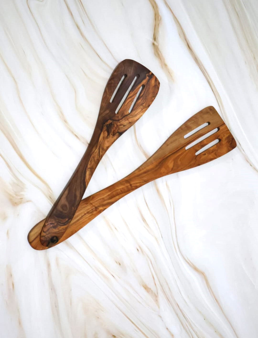 Set spatulă cu model din lemn de măslin 30 | 35 cm