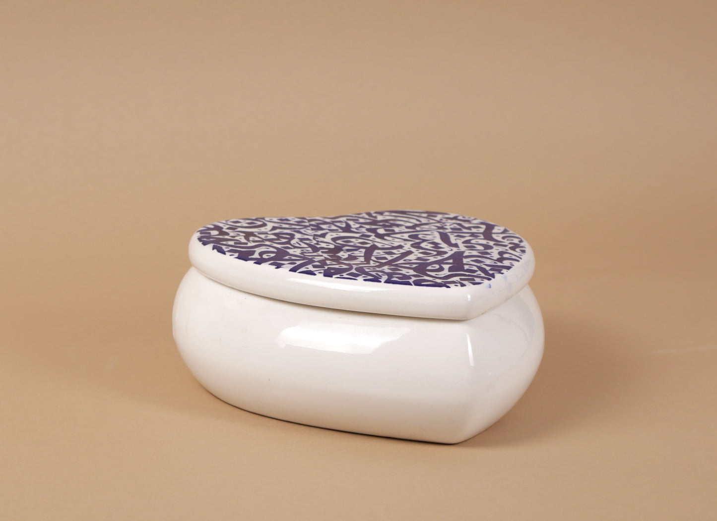 Cutie de depozitare inimioara din ceramică decorativă Scris Albastru