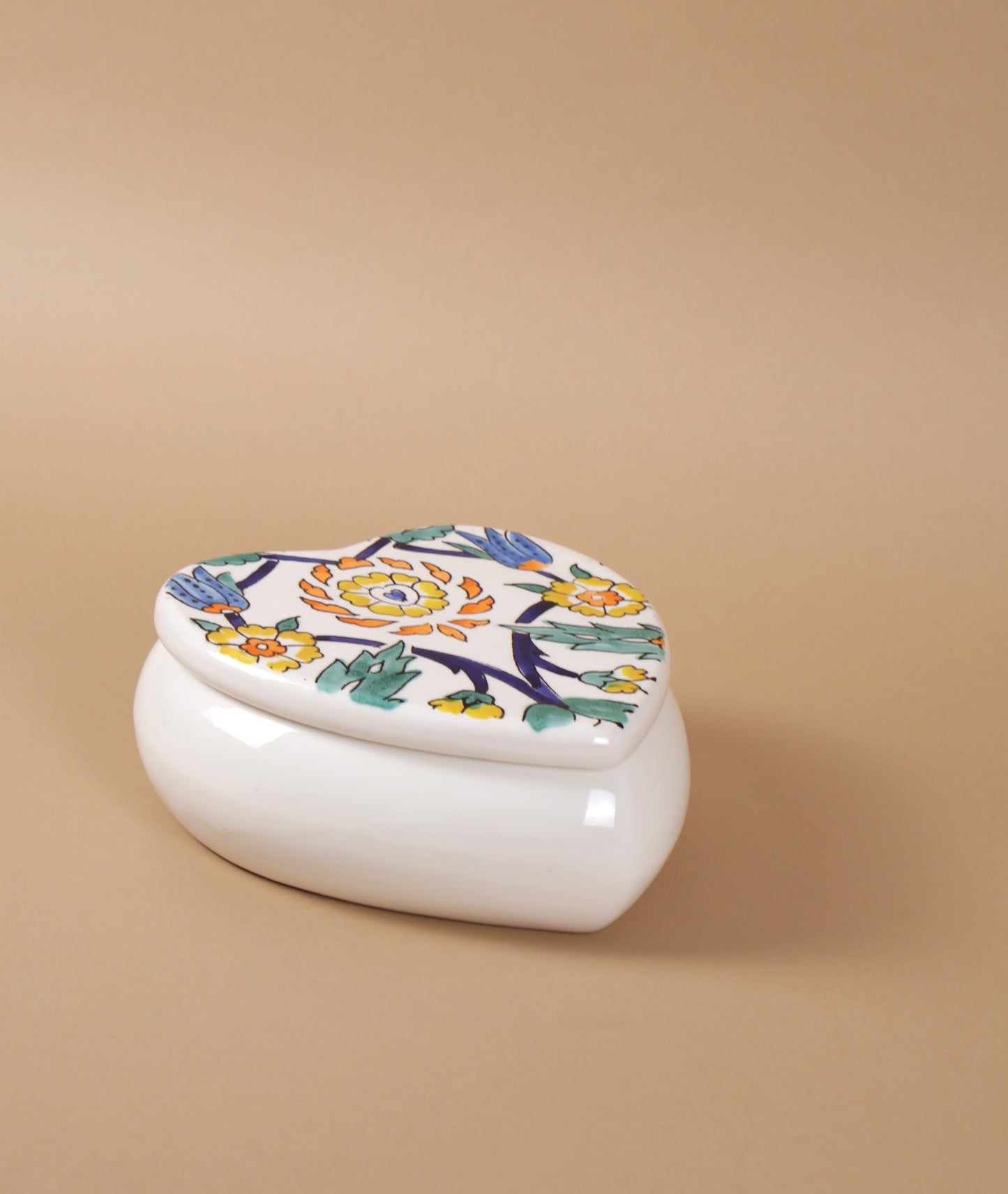 Cutie de depozitare inimioara din ceramică decorativă Flori Multicolor
