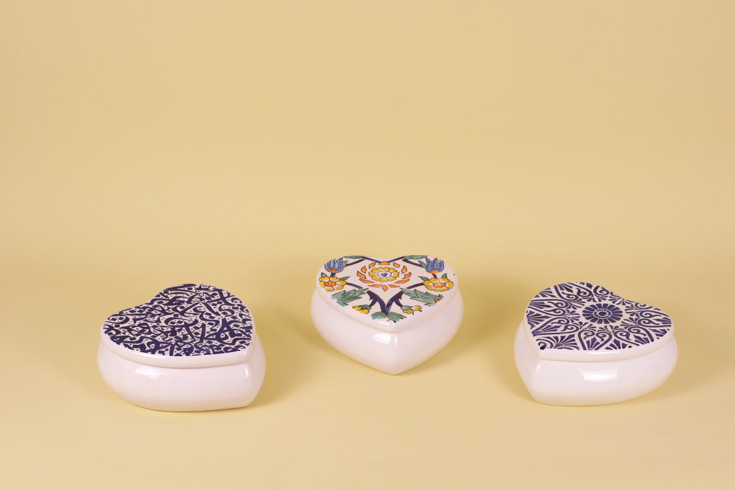 Cutie de depozitare inimioara din ceramică decorativă Tatto Albastru