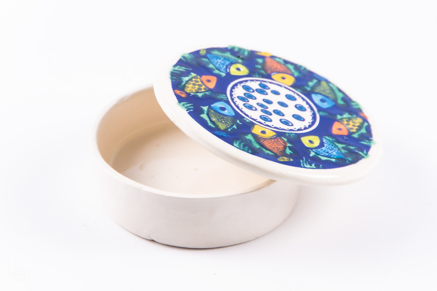 Cutie de depozitare din ceramică decorativă Cerc Pește