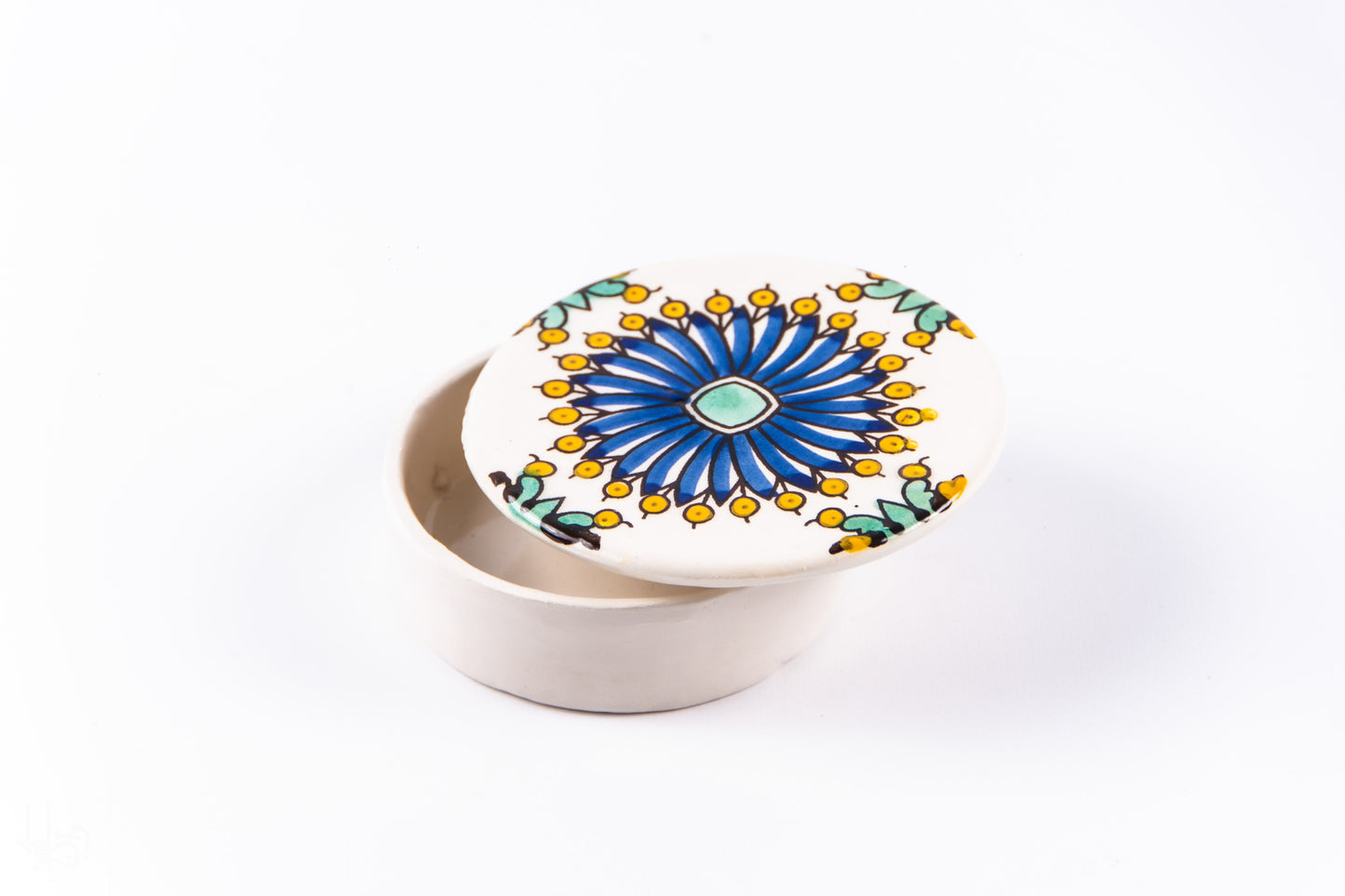 Cutie de depozitare din ceramică decorativă Floare Albastră