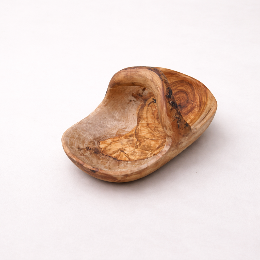 Fructieră din lemn de măslin cu mâner 27 cm