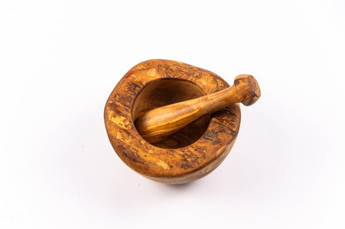 Mojar cu pistil Rustic din lemn de măslin