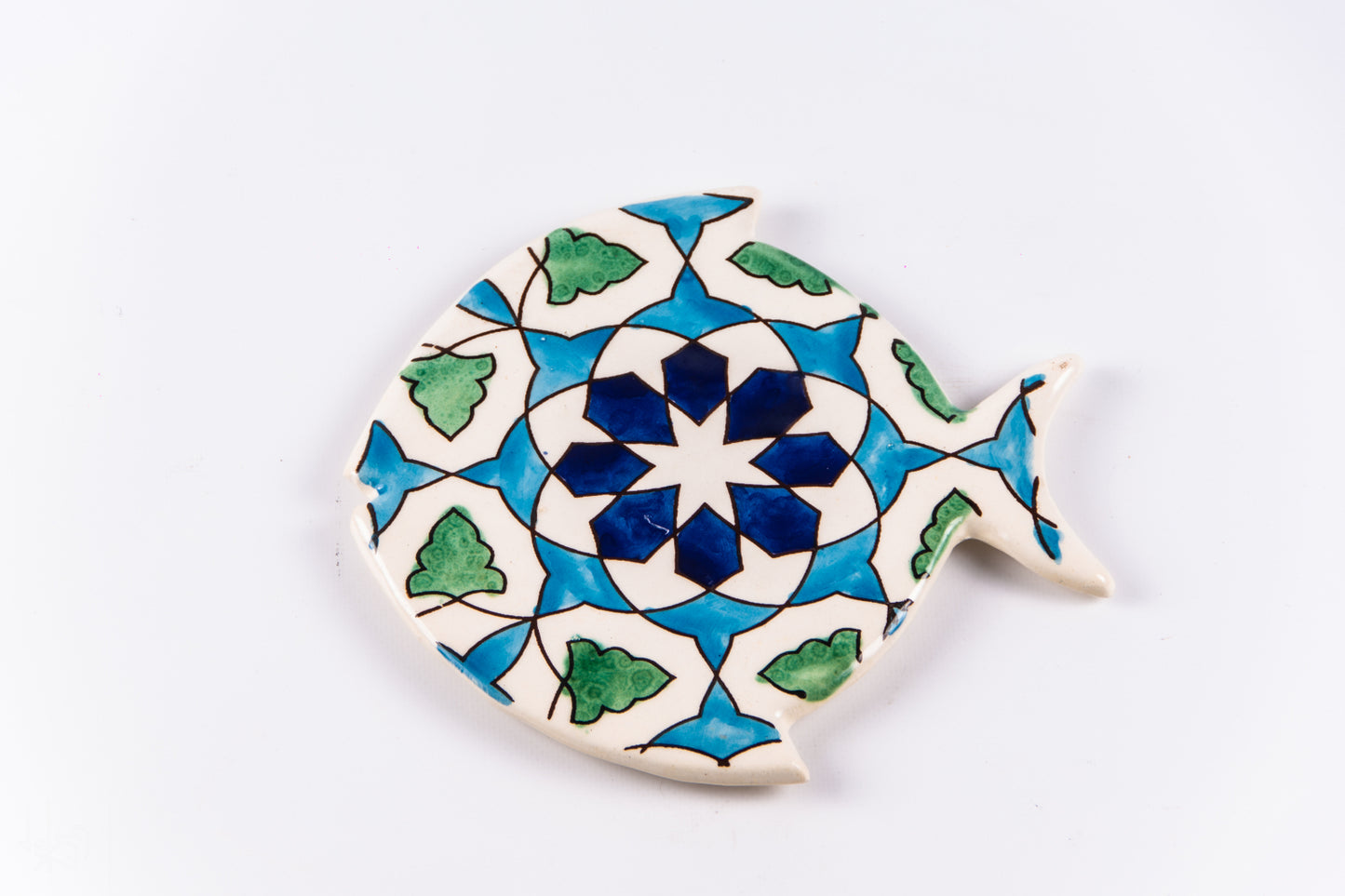 Platou tip pește din ceramică | albastru turcoaz