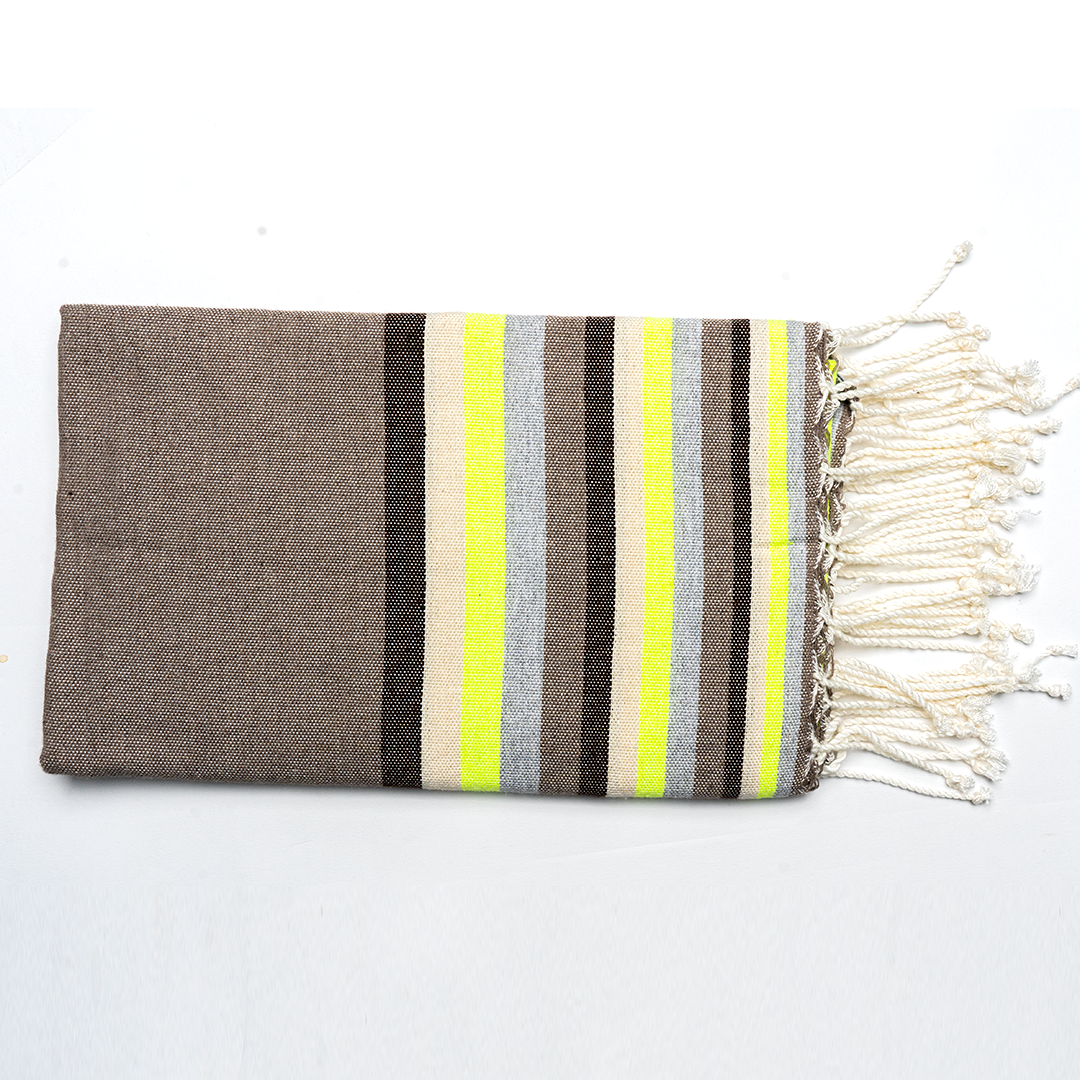 Prosop Plajă | Fouta |Tunis Gri Cu Dungi Lime 200x 100 cm