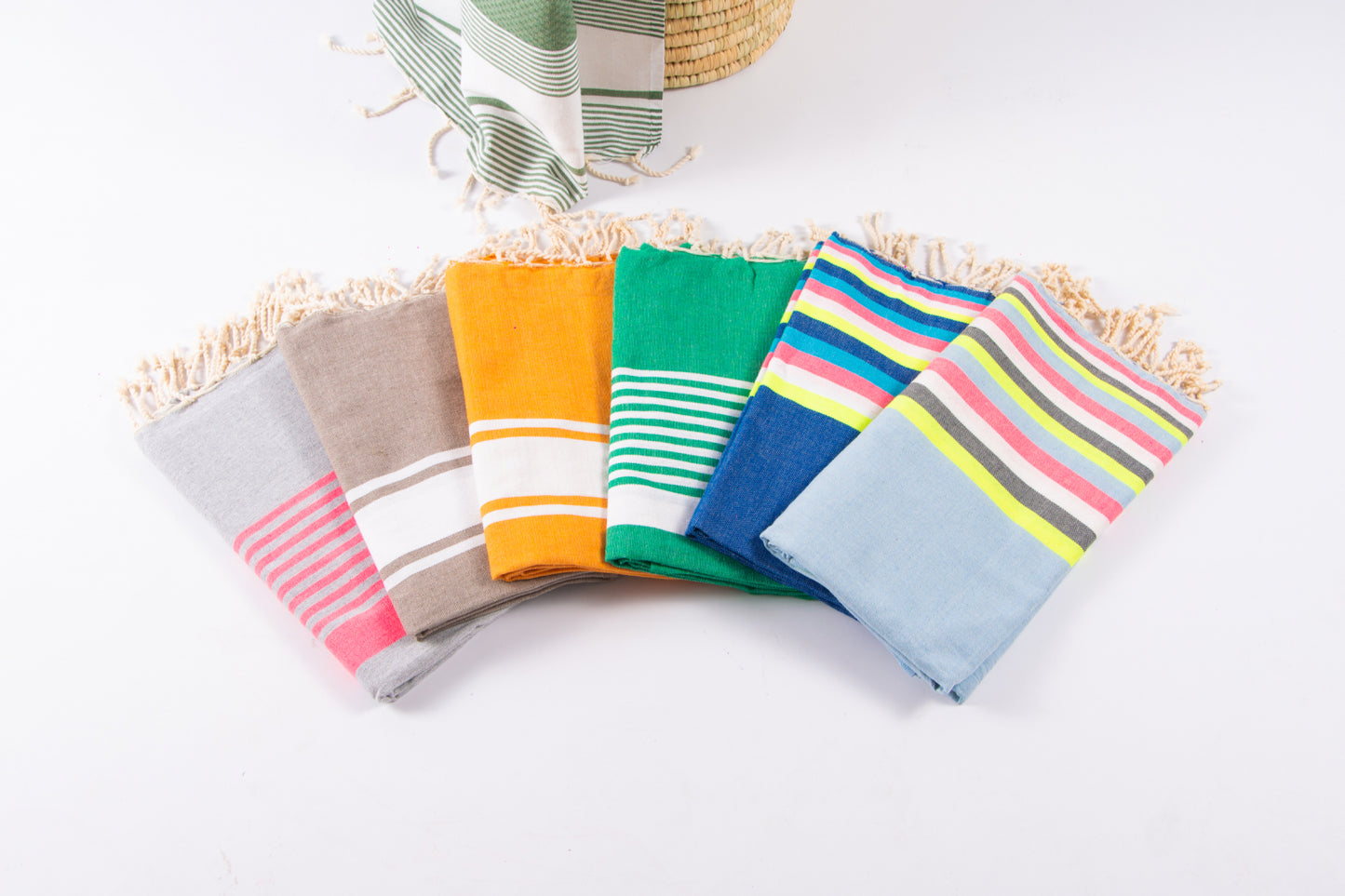 Prosop Plajă | Fouta |Tunis Albastru Cu Dungi Multicolor 200 x 100 cm