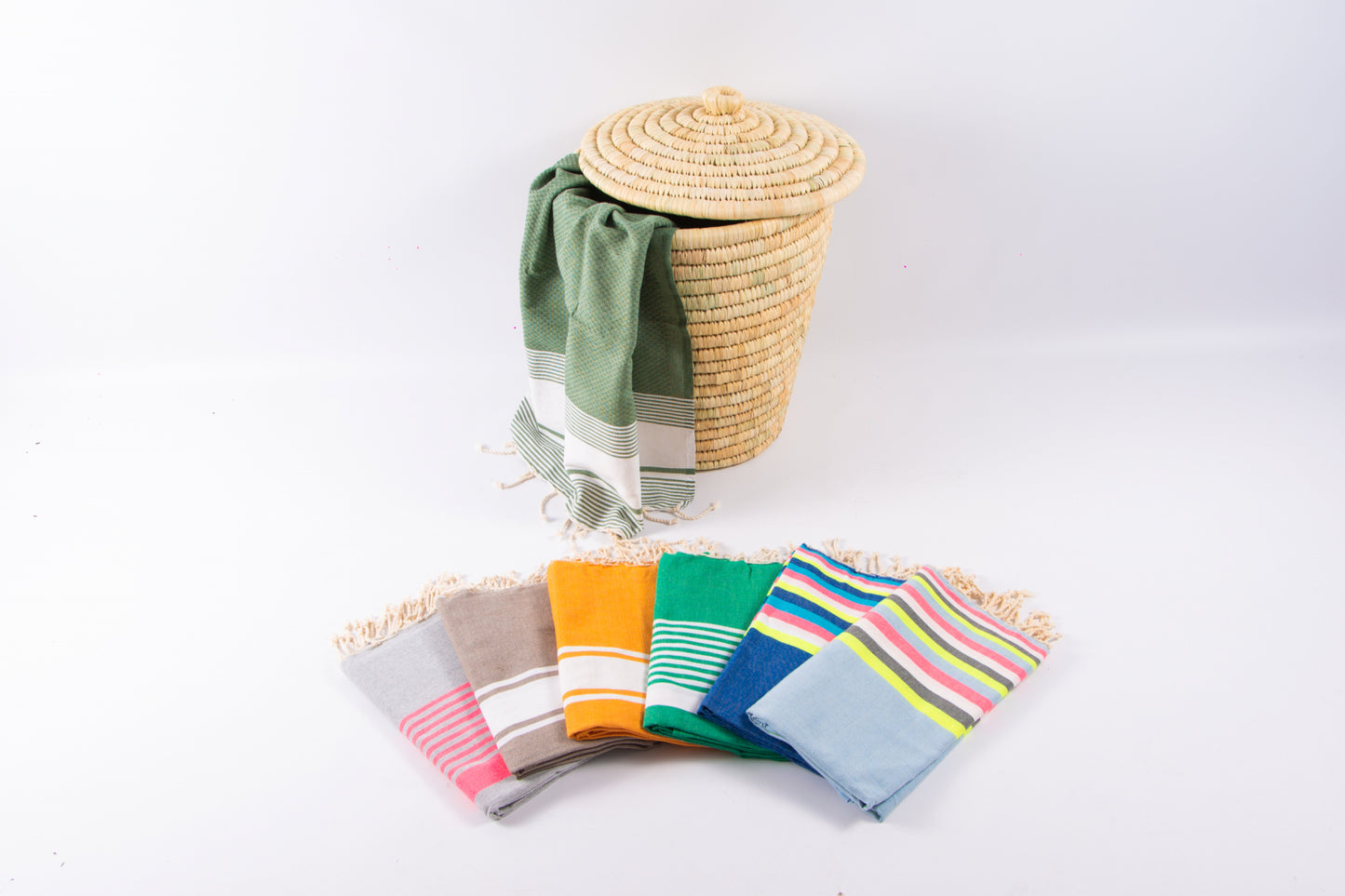 Prosop Plajă | Fouta |Tunis Gri Albăstrui Cu Dungi Albe 200 x 100 cm