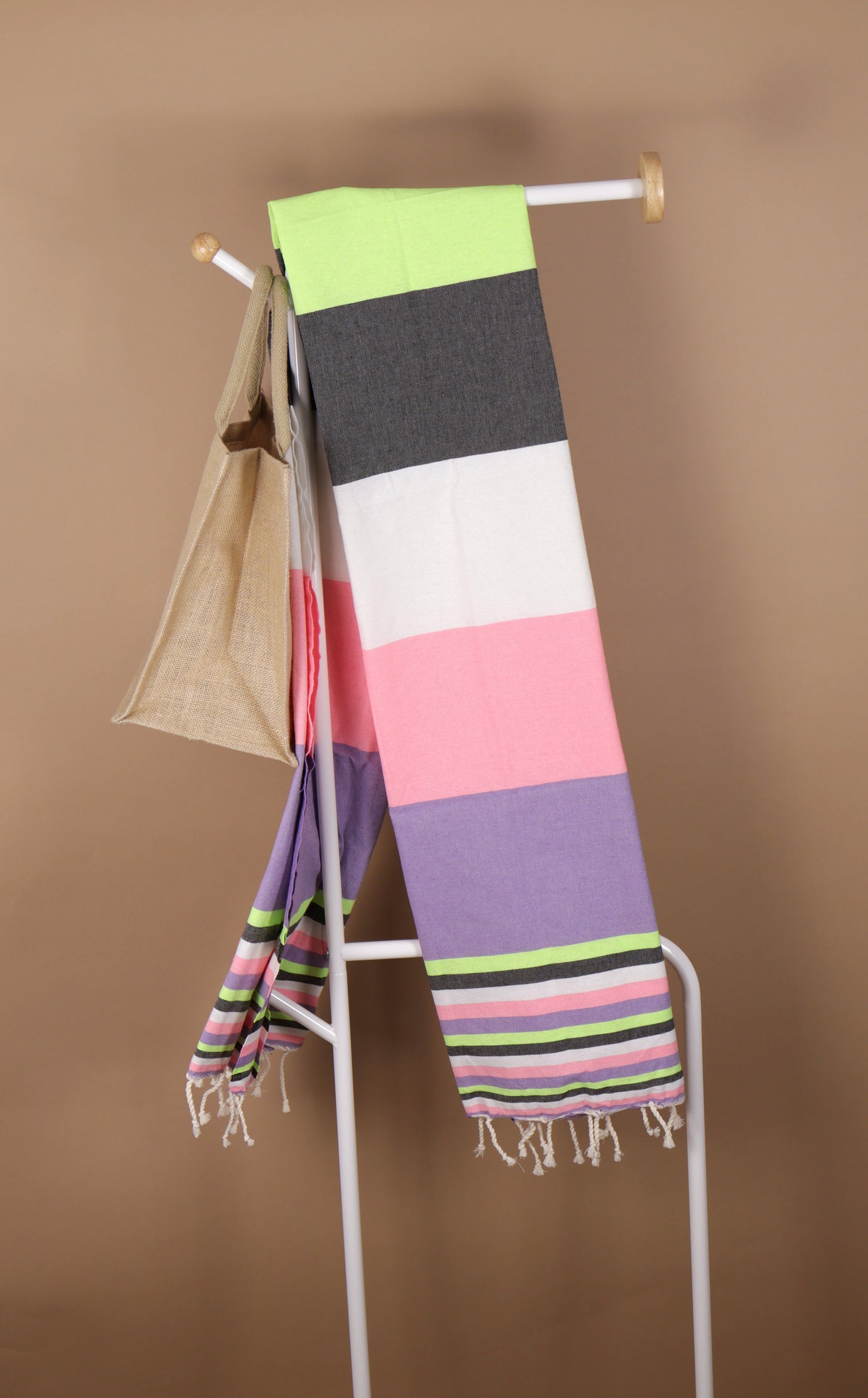 Prosop Plaja Fouta | Tunis | Mov Cu Dungi Multicolor 200 x 100 cm