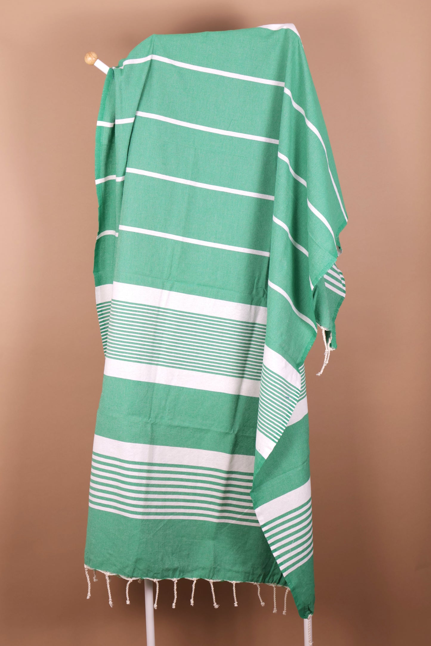 Prosop Plajă | Fouta |Tunis Verde Cu Dungi Albe 200 x 100 cm