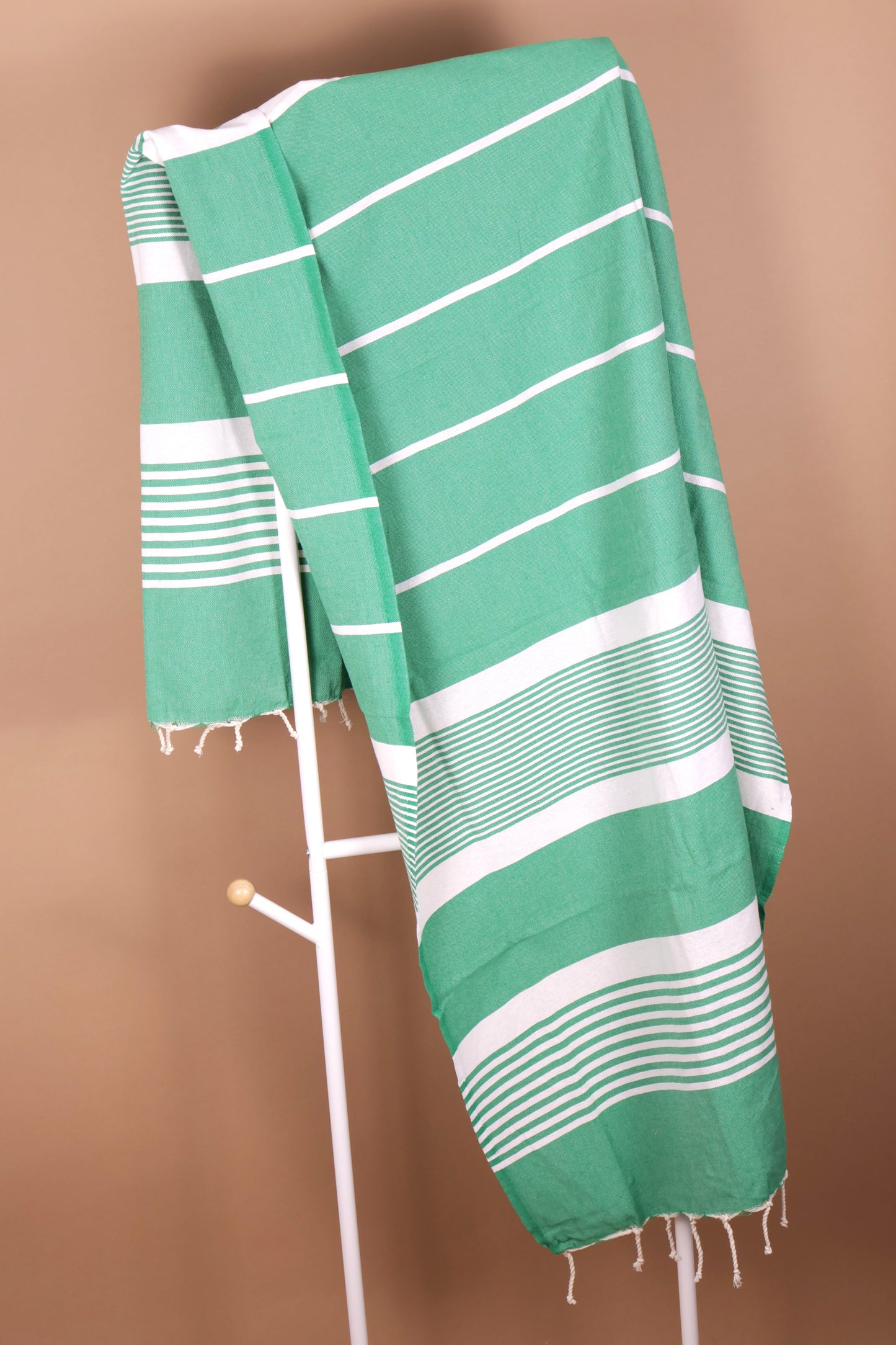 Prosop Plajă | Fouta |Tunis Verde Cu Dungi Albe 200 x 100 cm