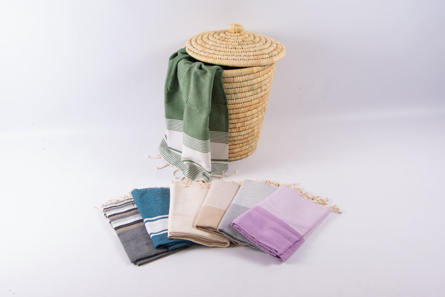 Prosop Plajă | Fouta |Tunis Gri Deschis Cu Dungi Albe 200 x 100 cm
