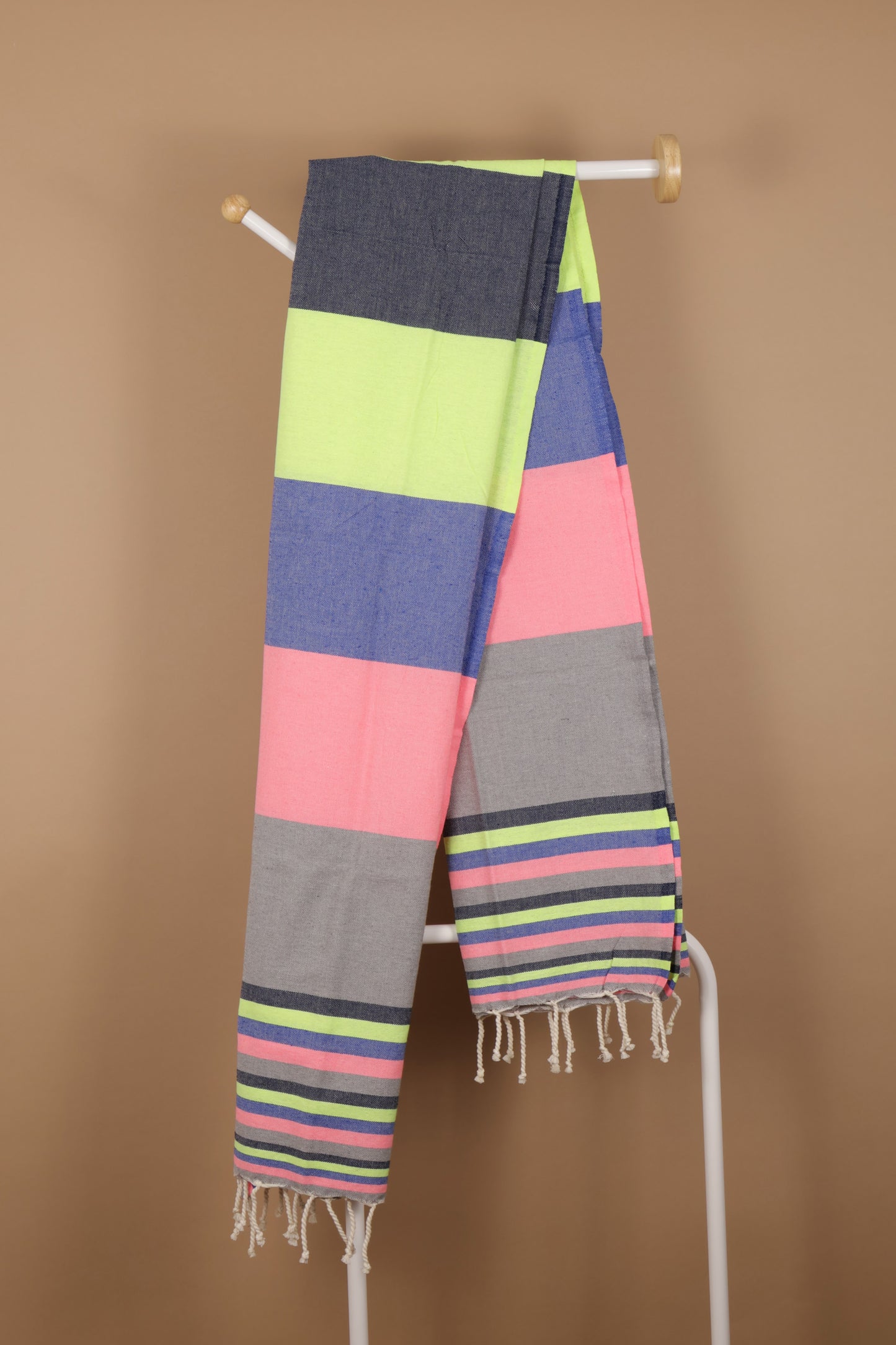 Prosop Plajă | Fouta |Tunis Gri Inchis Cu Dungi Roz Multi 200 x 100 cm