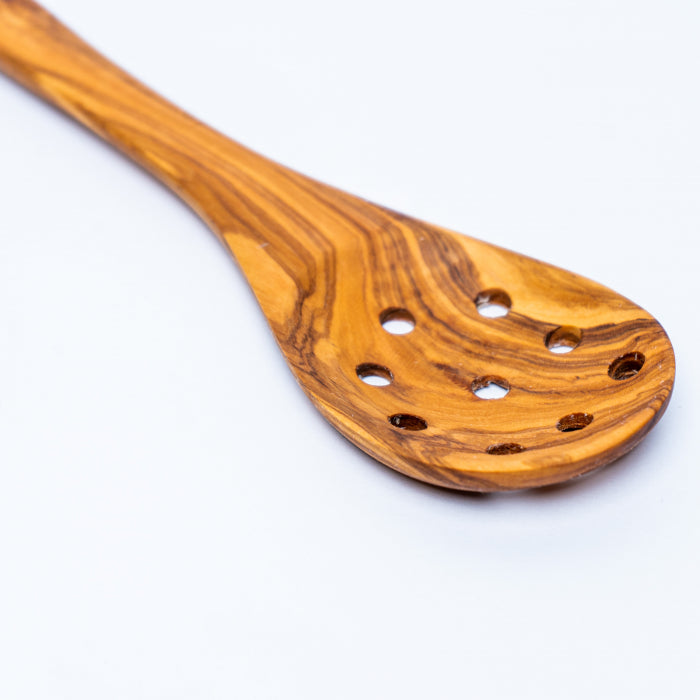 Set Corsica spatulă și lingură cu găuri din lemn măslin 30 | 35 cm