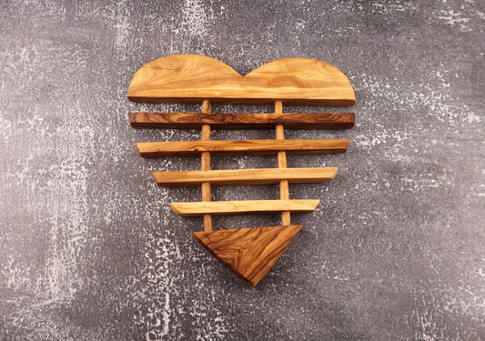 Suport din lemn de măslin pentru vase fierbinți | inimă