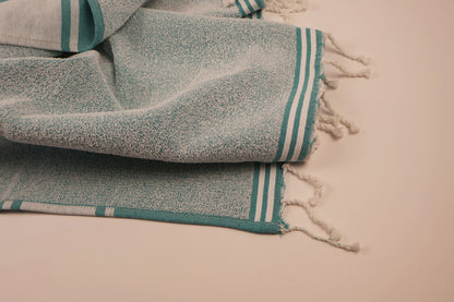 Prosop Din Bumbac Baie | Plajă | SPA | Nisa Verde Turcoaz Cu Dungi Albe 200 x 100 cm