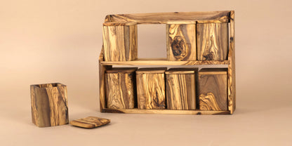 Set recipiente condimente Venetia din lemn de măslin