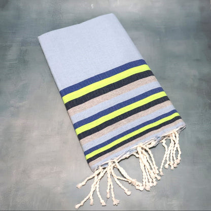 Prosop Fouta Plajă & Spa Blue Cu Dungi Lime 200 x 100 cm