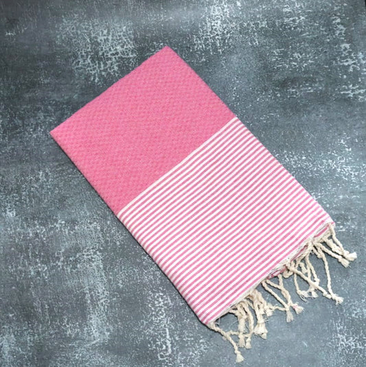 Prosop Fouta Plajă & Spa Roz cu dungi albe 200 x 100 cm