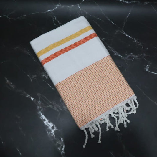 Prosop Fouta Plajă & Spa White Orange 200 x 100 cm