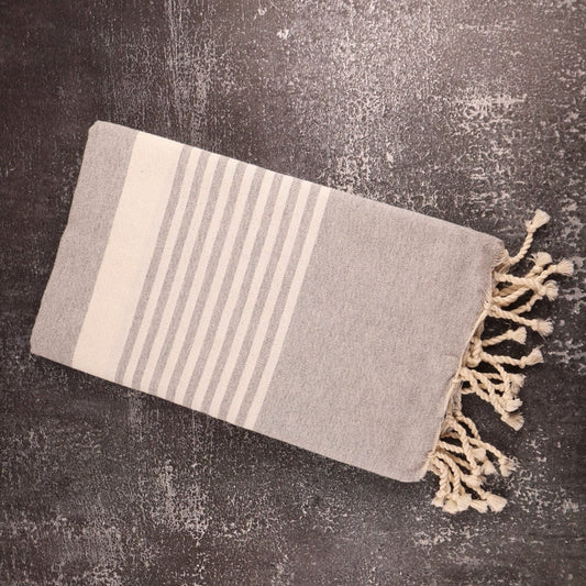 Prosop Fouta Plajă & Spa Gri cu dungi albe