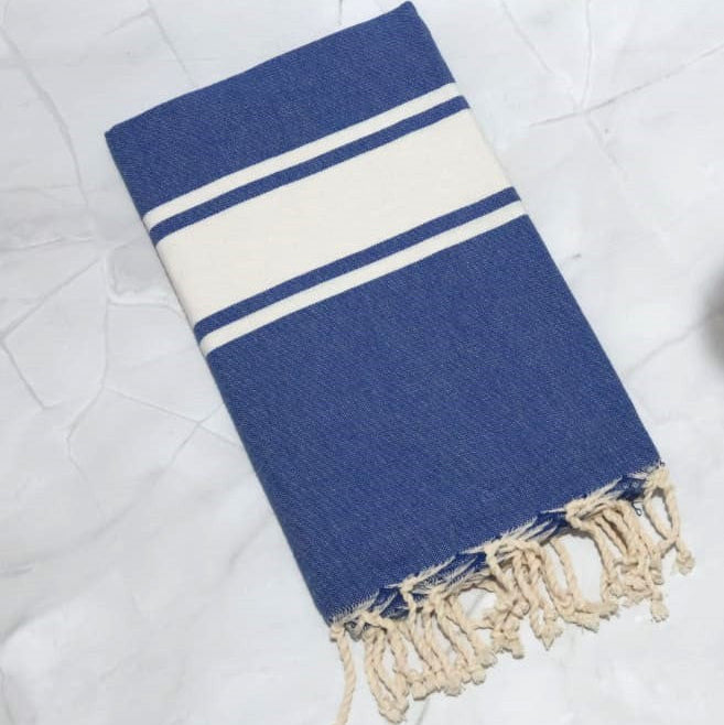 Prosop Fouta Plajă & Spa Albastru Marin Cu Dungi Albe 200 x 100 cm