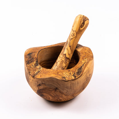 Mojar cu pistil Rustic din lemn de măslin