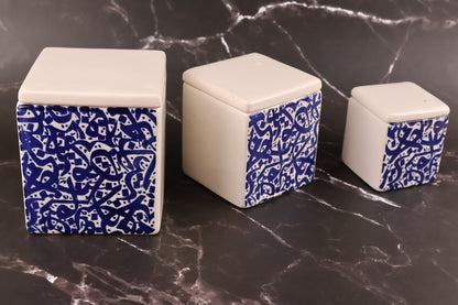 Set 3 recipiente condimente | scris albastru