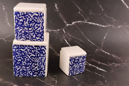 Set 3 recipiente condimente | scris albastru