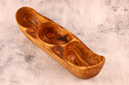 Tavă Din Lemn De Măslin Cu 3 Compartimente 35 x 9 cm