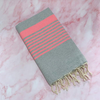 ProProsop Fouta Plajă & Spa Gri Cu Dungi Roz 200 x 100 cm