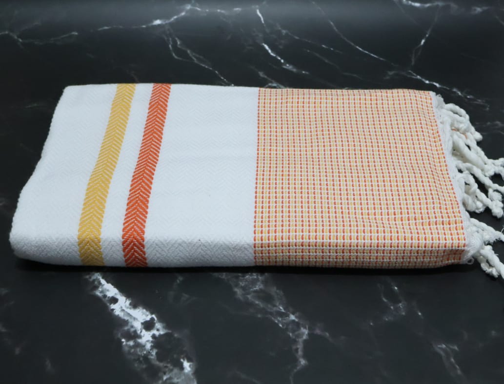 Prosop Plajă Fouta | Tunis | White Orange 200 x 100 cm