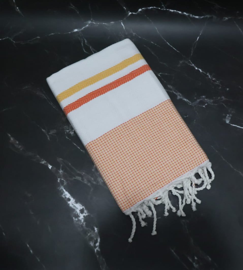 Prosop Plajă Fouta | Tunis | White Orange 200 x 100 cm