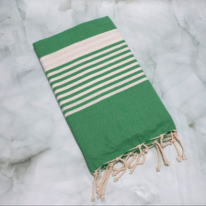 Prosop Fouta Plajă & Spa Verde Cu Dungi Albe 200 x 100 cm