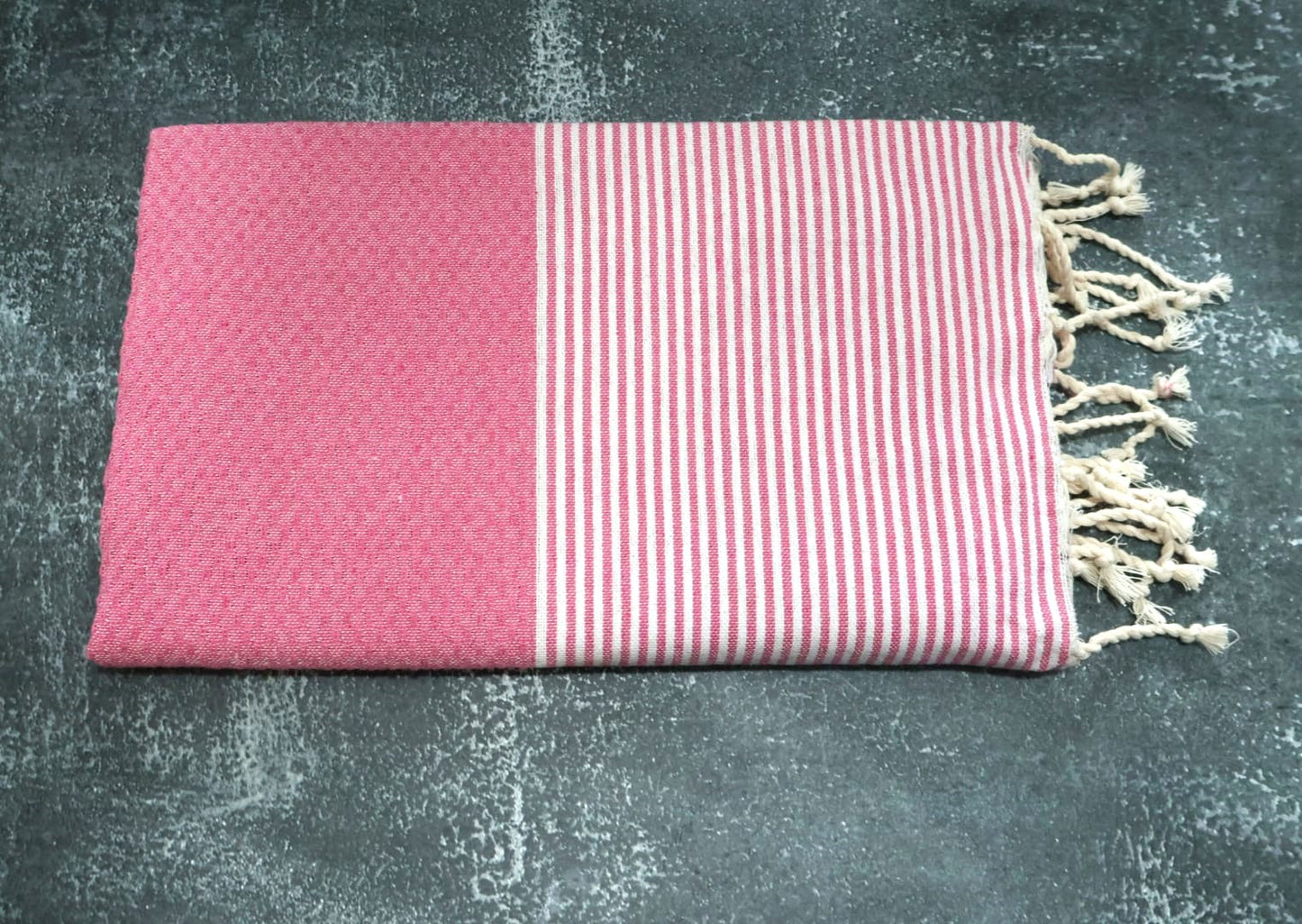 Prosop plaja Fouta | Tunis | roz cu dungi albe 200 x 100 cm