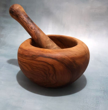 Mojar cu pistil Rotund din lemn de măslin