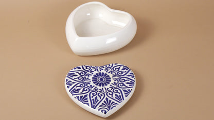 Cutie de depozitare inimioara din ceramică decorativă Tatto Albastru