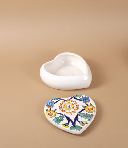 Cutie de depozitare inimioara din ceramică decorativă Flori Multicolor