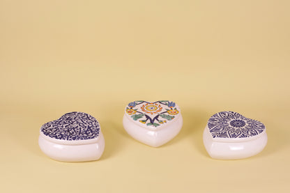 Cutie de depozitare inimioara din ceramică decorativă Flori Multicolor