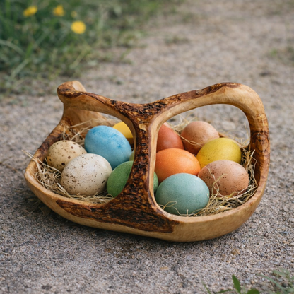 Fructiera din lemn de măslin cu mâner 35 cm