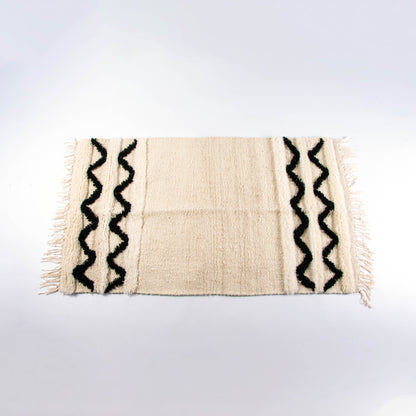 Covor Klim din lână naturală Alb Cu Negru