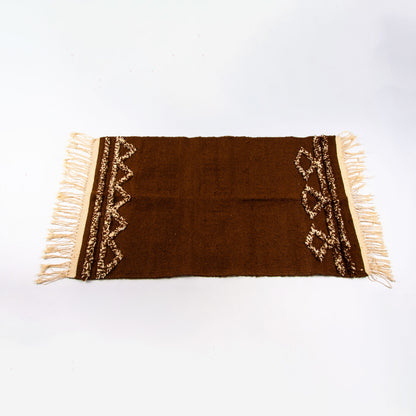 Covor Klim din lână naturală Maro Cu Alb