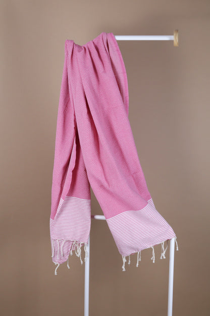 Prosop Fouta Plajă & Spa Roz cu dungi albe 200 x 100 cm
