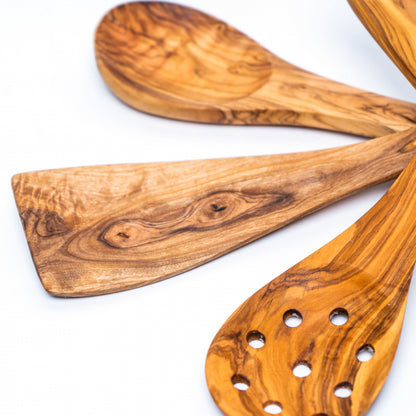 Lingură cu găuri din lemn de măslin 30 | 35 cm