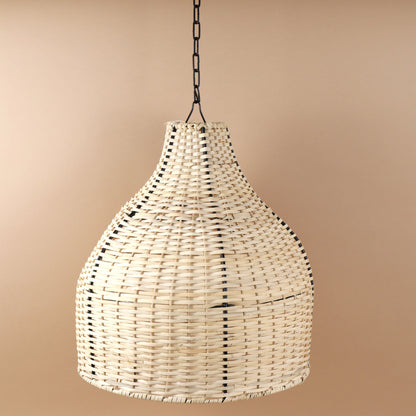 Lustră Ovală Din Fibră Naturală De Ratan